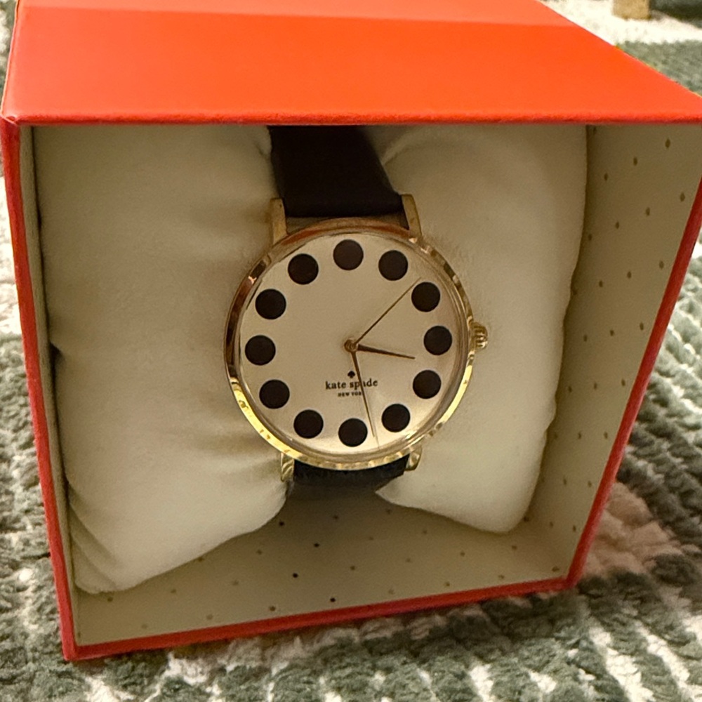 Kate Spade New York - Black Dot “Metro” Watch - Genuine Leather Band